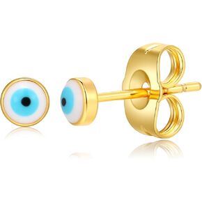 Blue Evil Eye Mini Stud Earrings for Women Little Girls and Men Dainty Minimalist Tiny Cartilage Tragus Small Cute Hypoallergenic Studs for Daughter Birthday…