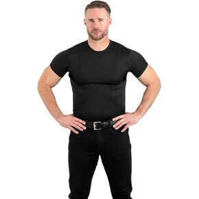 Concealed Carry Holster Shirt | Quick Access Open Pocket with Large Storage | Mens Crew