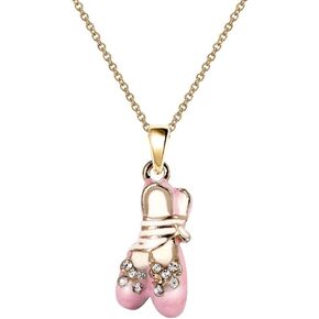 Monnel NC026 Cute New Pink Crystal Ballet Shoe Charm Pendant Necklace