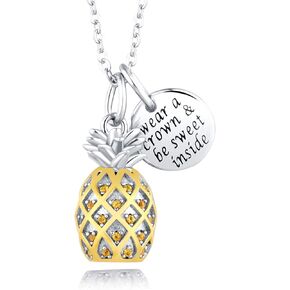 JXJL قلادة من الفضة الإسترلينية 3D الأناناس مع مجوهرات فاكهة ملهمة من CZ Paved لصديقة أم أخت زوجة ابنة 18 بوصة in Kuwait