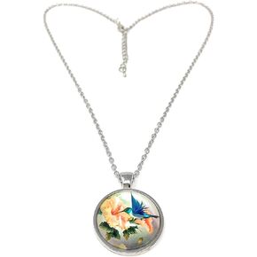 Blazing Autumn Necklace/Humming Bird Silver Pendant Necklace