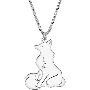 LONYOO Cute Fox Necklace Stainless Steel Pendant Chain Dainty 18K Gold Necklace Fox Gifts for Women Girls Charms