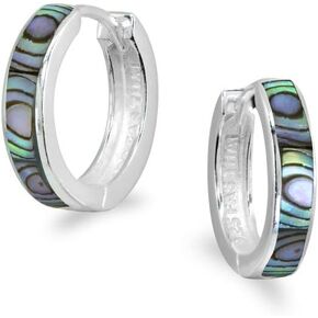 Sterling Silver Tiny Small 15mm Shell Round Huggie Hoop Earrings, Choose a Color