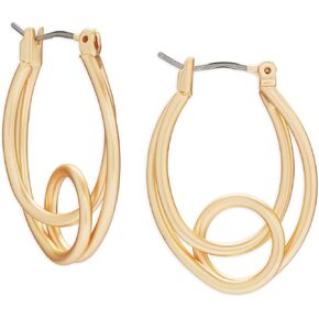 Knotted Loop Oval Hoop Earring, Gold, One Size