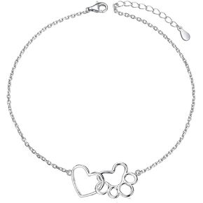 ONEFINITY Paw Print Bracelet 925 Sterling Silver Pet Dog Cat Paw Layered Bracelet Pet Jewelry Gifts for Women Girls