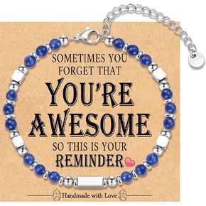 EFVISD YOU ARE AWESOME Gifts for Teen Girls Women, Tiny Gemstone Beaded Bracelet Birthday Graduation Christmas Valentines Day Gifts for Girls Women Her Daughter Granddaughter Niece Mom Wife Friend