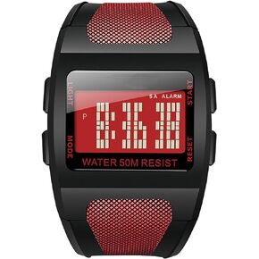Square Mens Digital Watch Outdoor Sports Multi-Function Watch LED Waterproof Chronograph Electronic Watches
