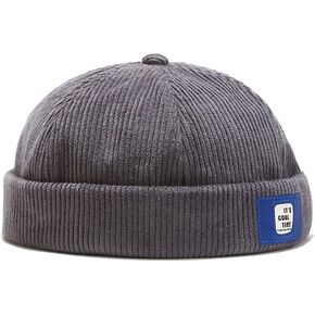 Corduroy Brimless Docker Hat for Unisex Stylish Adjustable Rolled Cuff Skull Cap Harbour Beanie Hats