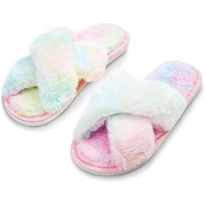 Fuzzy Tie Die Slippers in Kuwait