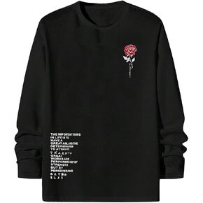 SOLY HUX Men's Graphic Tees Long Sleeve Tee Shirts Casual Oversized T Shirts Floral Letter Print Crew Neck Tops