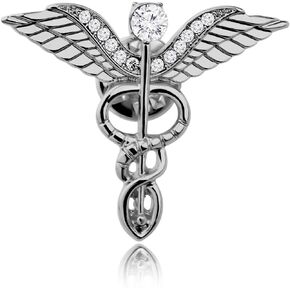 CENWA Medical Jewelry Wand Brooch Label Pin Emblem Pin Medicine Snake Caduceus Nursing Gift for Doctor Nurse Therapeutist