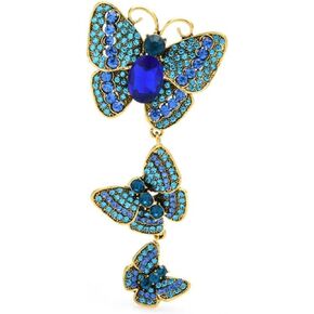 ulricar Crystal Rhinestone Butterfly Brooches For Women Pretty 3 Butterfly Insects Party Casual Brooch Lapel Pins Elegant Dress Accessories Wedding Christmas Birthday Jewelry Gift,Blue