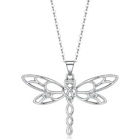 Sterling Silver Sun and Moon/Dragonfly/Compass Necklace Jewelry for Women Girls (18K Gold Plated)