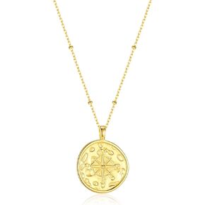 Sterling Silver Sun and Moon/Dragonfly/Compass Necklace Jewelry for Women Girls (18K Gold Plated)