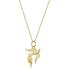 MORGAN & PAIGE 18k Yellow Gold Plated 925 Sterling Silver Openwork Rising Phoenix Pendant Necklace With 18" Cable Chain