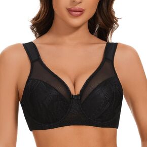 Women's Underwire Lace Minimizer Unpadded Bra Plus Size Full Coverage Floral Lifting Bras in Kuwait