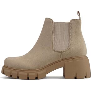 Topshoe Avenue Everly - Women's Top Lug Sole Mid-Heel Chelsea Fashion Ankle Booties