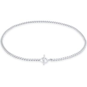 قلادة من الفضة الإسترلينية من Elli بدائرة أساسية على شكل حرف T، قلادة من الفضة الإسترليني عيار 925 للنساء، سلاسل فضية للنساء، الطول 15 بوصة، مجوهرات للنساء in Kuwait