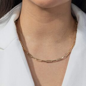 14K Gold Filled Link Chain Neclace Rectangle Paper Clip Chain Choker for Women Jewelry