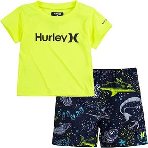 Hurley Boys Swim Suit 2-Piece Outfit UPF 50+, Volt-Shark, 7 in Saudi Arabia