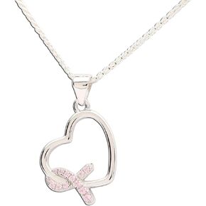 Precious Pieces Sterling Silver Heart Never Give up - You are Loved Cancer Survivor and Awareness Ribbon Necklace