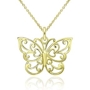 Sea of Ice Silver Butterfly Necklace – 18 Inch Sterling Silver Butterfly Chain – Elegant Filigree Pendant Necklace for Women, Teens – Skin Friendly Necklaces Aesthetic Ideal for Party, Everyday Wear