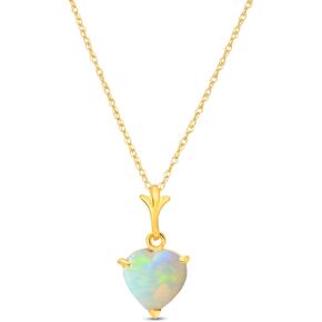 Galaxy Gold GG 14k Yellow Gold Heart-shaped Natural Opal Pendant Necklace