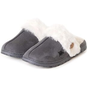 EUROPEAN SOFTEST Womens 80-D Memory Foam Slippers Slip On Faux Fur Warm Winter Mules Fluffy Micro Suede Breathable Washable Indoor/Outdoor House Shoe w/Anti Slip Sole