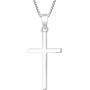 YL Cross Necklace 925 Sterling Silver Halo Pendant Religious Jewelry Christian Baptism Gifts