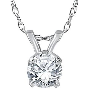 1/3 Ct Solitaire Diamond Pendant 14k White Gold Lab Created IGI Certified in Kuwait