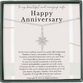 HOPE LOVE SHINE Promise Anniversary Necklace - Jewelry Gift for Girlfriend - Necklace for Women - Valentines Day, Wedding, Anniversary, Long Distance Relationship Gifts - Unique Necklaces for Couples