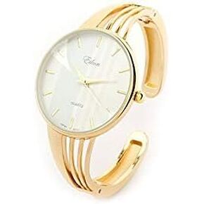 Gold Tone String Style Band Luxury Women's Bangle Cuff Watch