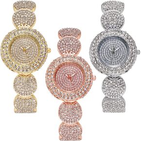 CdyBox Women Fashion Luxury Watches Steel Band Quartz Watch Elegant Female Bracelet Wristwatch Gifts 3 Pack
