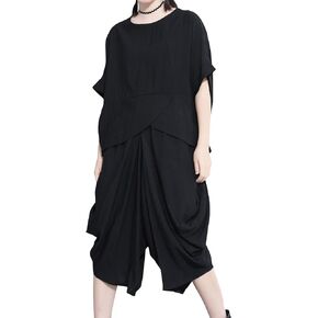 ellazhu Women Black Casual Fashion Two Piece Outfits for Women Short Sets GY2482