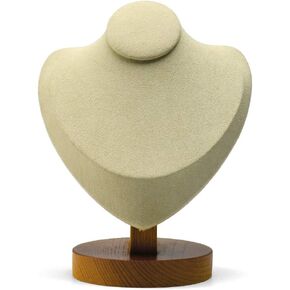 Oirlv Premium Wood Necklace Display Stand Jewelry Showcase Display Bust Chain/Pendant Holder(5.71" W x 7.29" H) (Creamy-white)