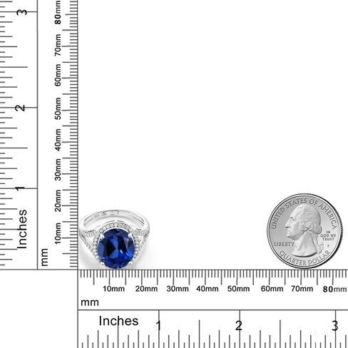 Gem Stone King 925 Sterling Silver Blue Simulated Sapphire Engagement Ring For Women (6.82 Cttw, Oval 12X10MM, Available 5,6,7,8,9) in Saudi Arabia