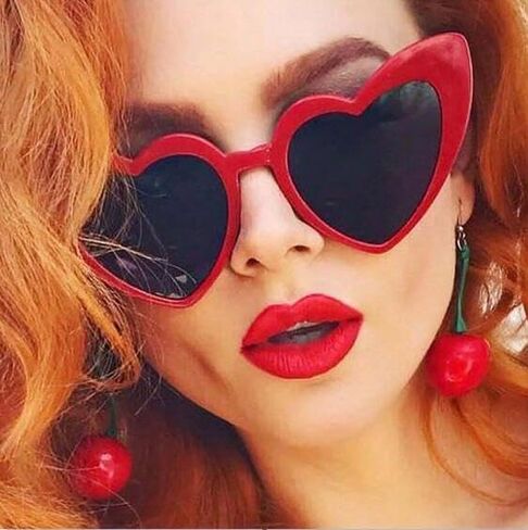 نظارات شمسية على شكل قلب من Laurinny للنساء، نظارات شمسية عصرية على شكل عين القطة على شكل حب، نظارات شمسية كلاسيكية جميلة ولطيفة in Saudi Arabia