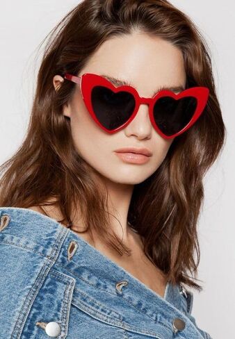 نظارات شمسية على شكل قلب من Laurinny للنساء، نظارات شمسية عصرية على شكل عين القطة على شكل حب، نظارات شمسية كلاسيكية جميلة ولطيفة in Saudi Arabia