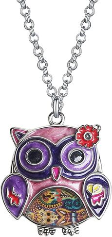 NEWEI Cute Enamel Owl Necklace Pendant for Women Girls Jewelry Gifts in Saudi Arabia