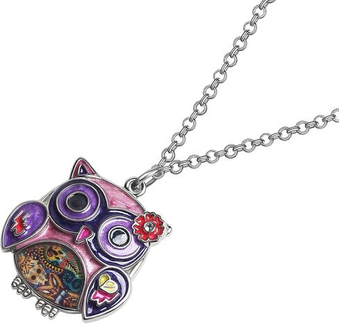 NEWEI Cute Enamel Owl Necklace Pendant for Women Girls Jewelry Gifts in Saudi Arabia