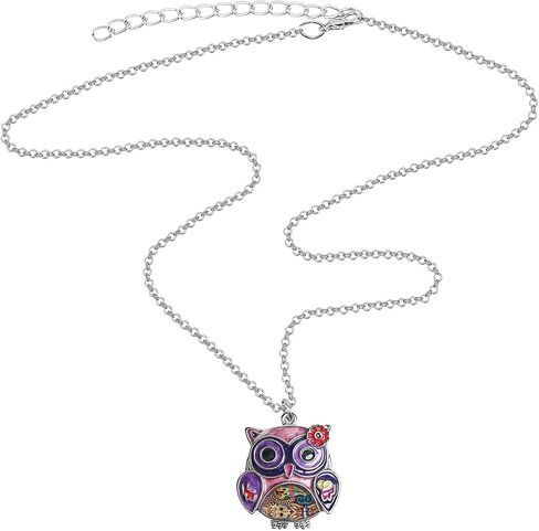 NEWEI Cute Enamel Owl Necklace Pendant for Women Girls Jewelry Gifts in Saudi Arabia