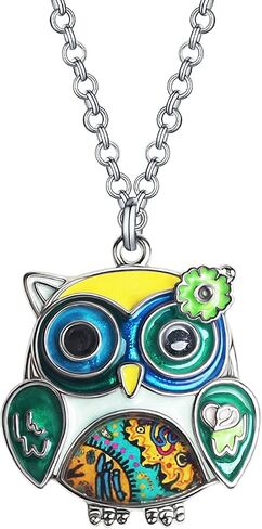 NEWEI Cute Enamel Owl Necklace Pendant for Women Girls Jewelry Gifts in Saudi Arabia