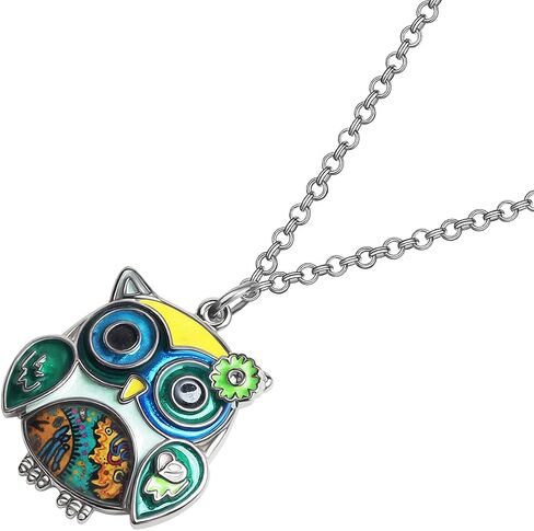 NEWEI Cute Enamel Owl Necklace Pendant for Women Girls Jewelry Gifts in Saudi Arabia