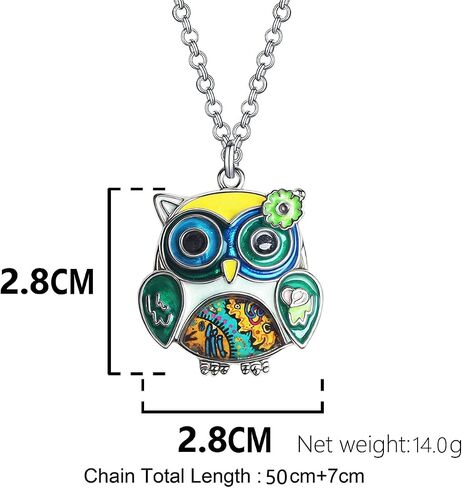 NEWEI Cute Enamel Owl Necklace Pendant for Women Girls Jewelry Gifts in Saudi Arabia