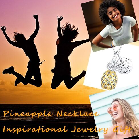 JXJL قلادة من الفضة الإسترلينية 3D الأناناس مع مجوهرات فاكهة ملهمة من CZ Paved لصديقة أم أخت زوجة ابنة 18 بوصة in Kuwait