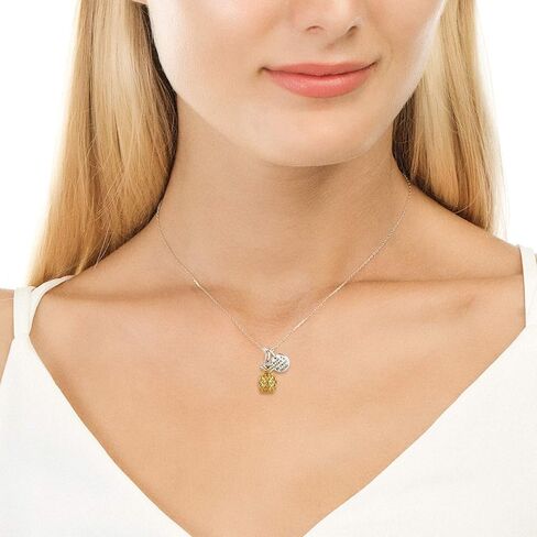 JXJL قلادة من الفضة الإسترلينية 3D الأناناس مع مجوهرات فاكهة ملهمة من CZ Paved لصديقة أم أخت زوجة ابنة 18 بوصة in Kuwait