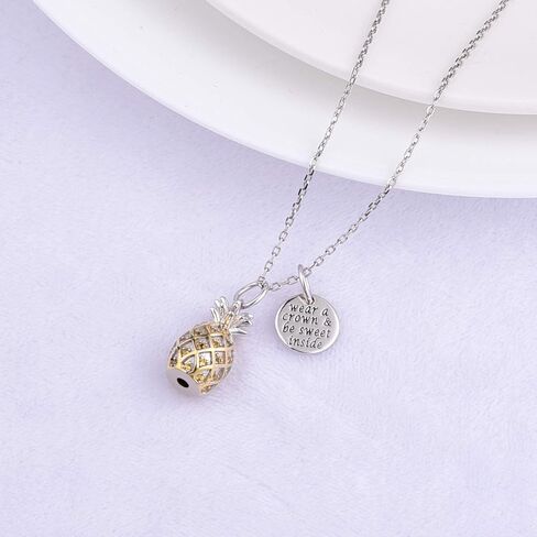 JXJL قلادة من الفضة الإسترلينية 3D الأناناس مع مجوهرات فاكهة ملهمة من CZ Paved لصديقة أم أخت زوجة ابنة 18 بوصة in Kuwait