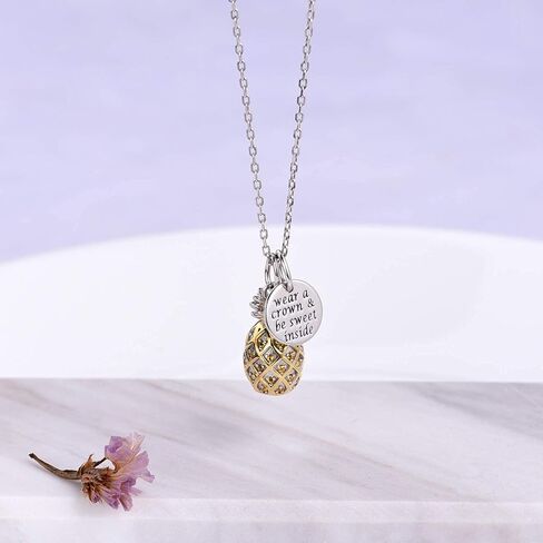 JXJL قلادة من الفضة الإسترلينية 3D الأناناس مع مجوهرات فاكهة ملهمة من CZ Paved لصديقة أم أخت زوجة ابنة 18 بوصة in Kuwait