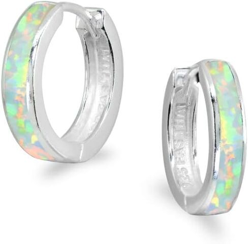 Sterling Silver Tiny Small 15mm Shell Round Huggie Hoop Earrings, Choose a Color in Saudi Arabia