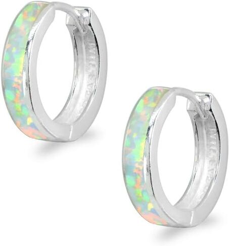 Sterling Silver Tiny Small 15mm Shell Round Huggie Hoop Earrings, Choose a Color in Saudi Arabia
